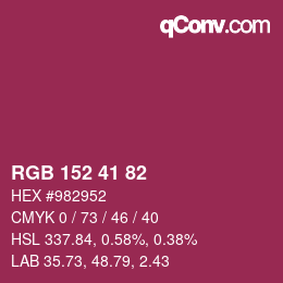 カラーコード: RGB 152 41 82 | qconv.com