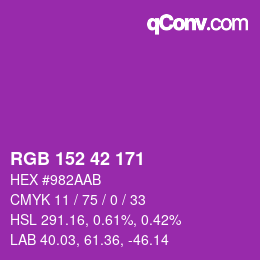 カラーコード: RGB 152 42 171 | qconv.com