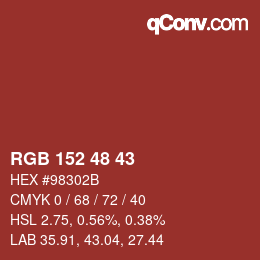 Color code: RGB 152 48 43 | qconv.com