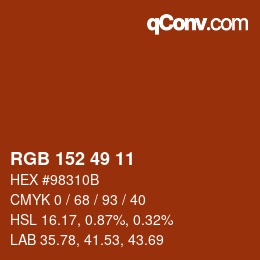 Color code: RGB 152 49 11 | qconv.com