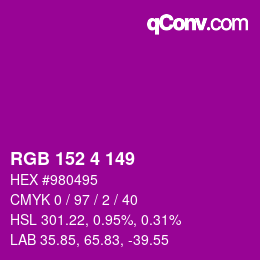 カラーコード: RGB 152 4 149 | qconv.com