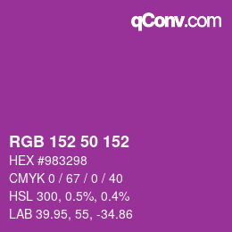 カラーコード: RGB 152 50 152 | qconv.com