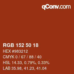 カラーコード: RGB 152 50 18 | qconv.com