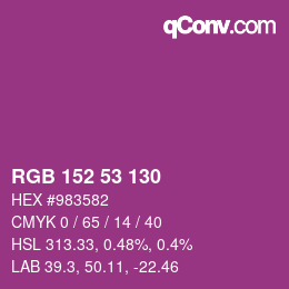 カラーコード: RGB 152 53 130 | qconv.com