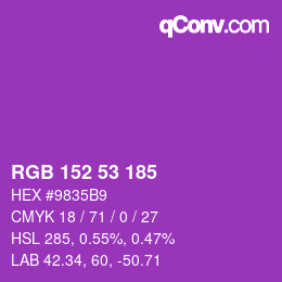 Color code: RGB 152 53 185 | qconv.com