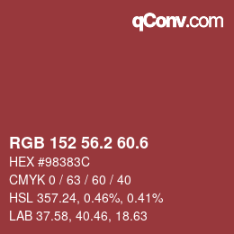 カラーコード: RGB 152 56.2 60.6 | qconv.com