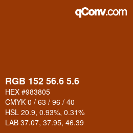 カラーコード: RGB 152 56.6 5.6 | qconv.com