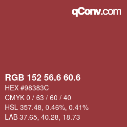 カラーコード: RGB 152 56.6 60.6 | qconv.com