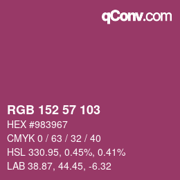Color code: RGB 152 57 103 | qconv.com