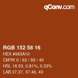 Color code: RGB 152 58 16 | qconv.com