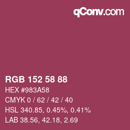 Code couleur: RGB 152 58 88 | qconv.com