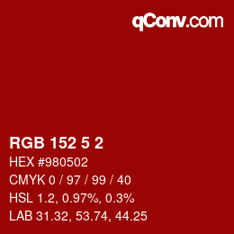 Color code: RGB 152 5 2 | qconv.com