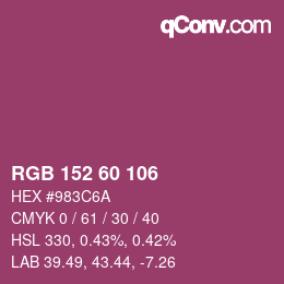 カラーコード: RGB 152 60 106 | qconv.com