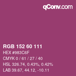 カラーコード: RGB 152 60 111 | qconv.com