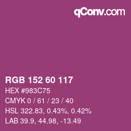 カラーコード: RGB 152 60 117 | qconv.com
