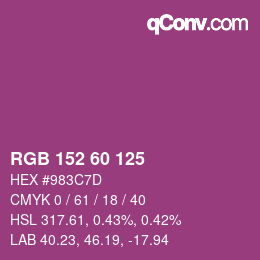 カラーコード: RGB 152 60 125 | qconv.com