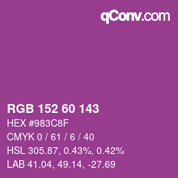 カラーコード: RGB 152 60 143 | qconv.com