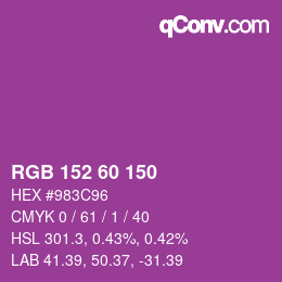 Color code: RGB 152 60 150 | qconv.com