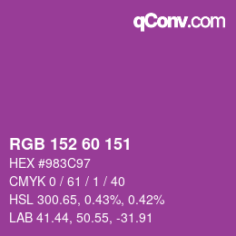カラーコード: RGB 152 60 151 | qconv.com