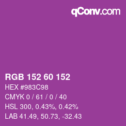 カラーコード: RGB 152 60 152 | qconv.com