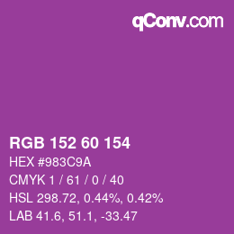 颜色代码: RGB 152 60 154 | qconv.com
