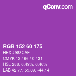 カラーコード: RGB 152 60 175 | qconv.com