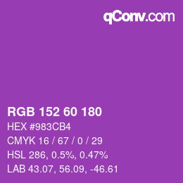 Color code: RGB 152 60 180 | qconv.com
