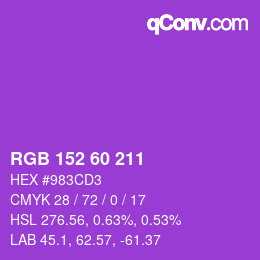 カラーコード: RGB 152 60 211 | qconv.com