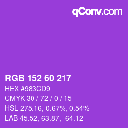 Color code: RGB 152 60 217 | qconv.com