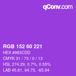 颜色代码: RGB 152 60 221 | qconv.com