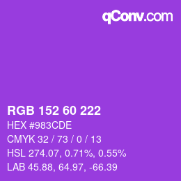 カラーコード: RGB 152 60 222 | qconv.com
