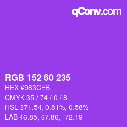 カラーコード: RGB 152 60 235 | qconv.com
