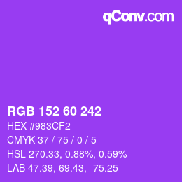 カラーコード: RGB 152 60 242 | qconv.com