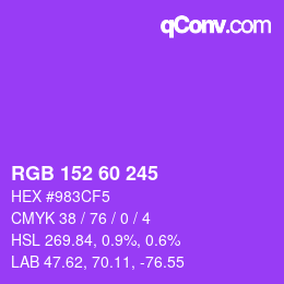 カラーコード: RGB 152 60 245 | qconv.com