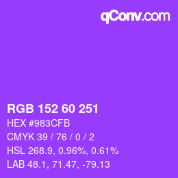 颜色代码: RGB 152 60 251 | qconv.com