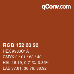 カラーコード: RGB 152 60 26 | qconv.com