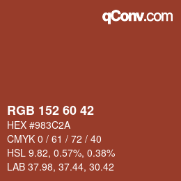カラーコード: RGB 152 60 42 | qconv.com