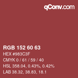 カラーコード: RGB 152 60 63 | qconv.com