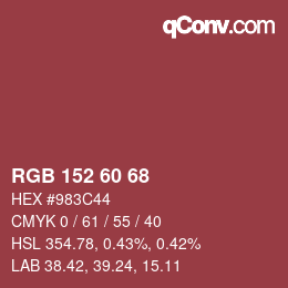 カラーコード: RGB 152 60 68 | qconv.com