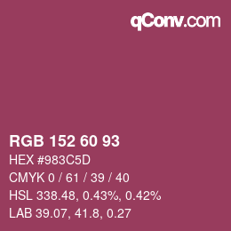 カラーコード: RGB 152 60 93 | qconv.com