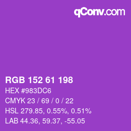 Color code: RGB 152 61 198 | qconv.com