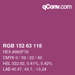 Color code: RGB 152 63 118 | qconv.com