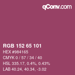 Color code: RGB 152 65 101 | qconv.com