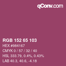 カラーコード: RGB 152 65 103 | qconv.com