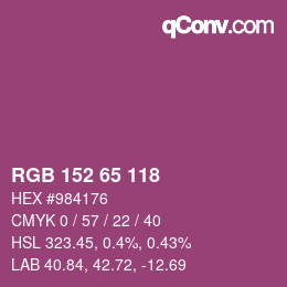 カラーコード: RGB 152 65 118 | qconv.com