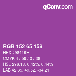 カラーコード: RGB 152 65 158 | qconv.com