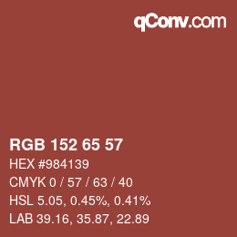 カラーコード: RGB 152 65 57 | qconv.com