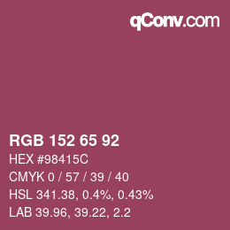 カラーコード: RGB 152 65 92 | qconv.com