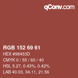 Color code: RGB 152 69 61 | qconv.com