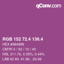 カラーコード: RGB 152 72.4 136.4 | qconv.com